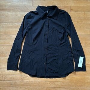 Calvin Klein - Performance Stretch Button Up Blouse - Black - M